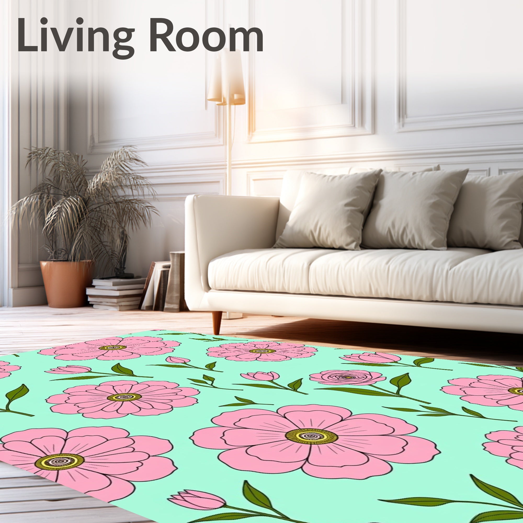 Pink Flower Pattern Design Rug