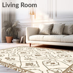 Brown floral damask ornate Rug