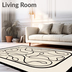 Abstract Swirls Monochromatic Line Art Design Rug