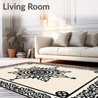 Classic Black Floral Motif Rug