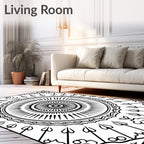 Geometric Mandala With Floral Accents Rug