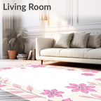 Pink Flower Branches Pattern Rug