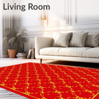 Red Gold Heart Pattern Rug