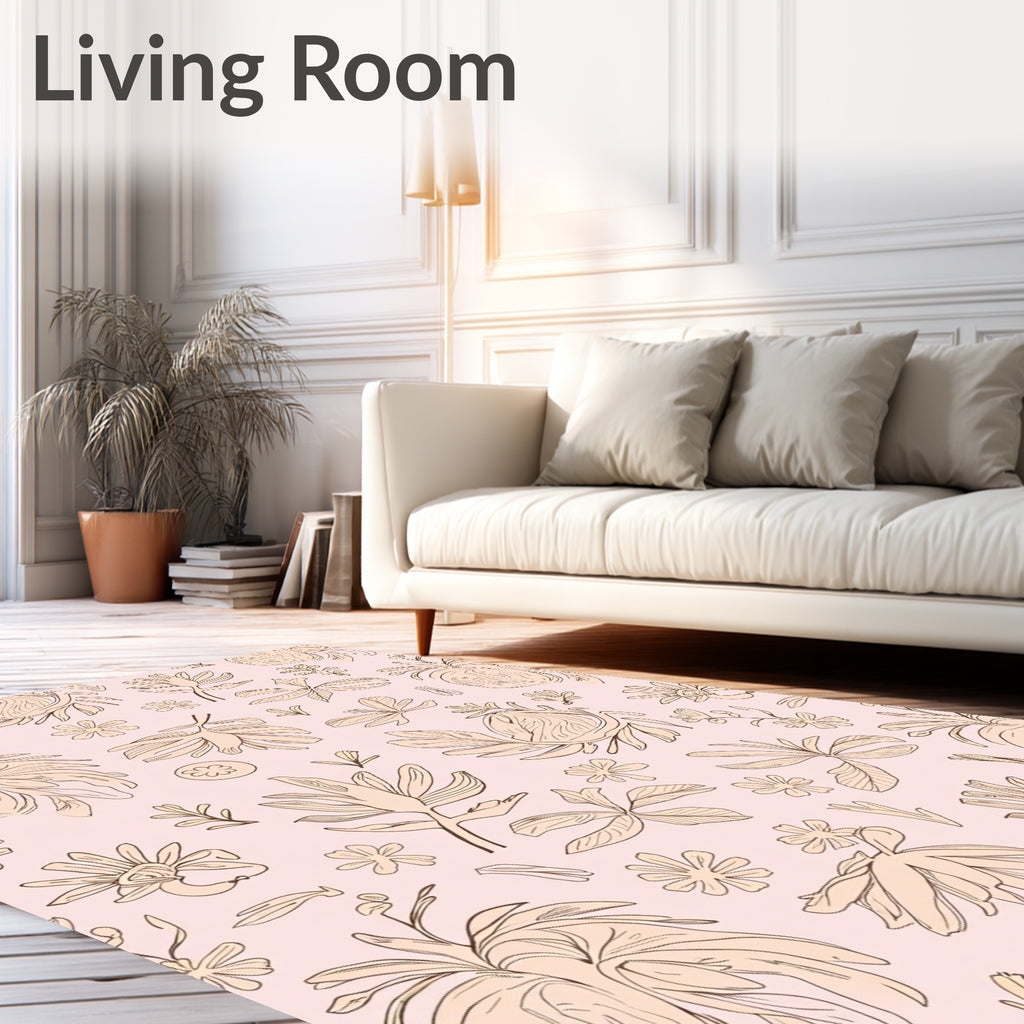 Natural Leaf Floral Sketch Rug