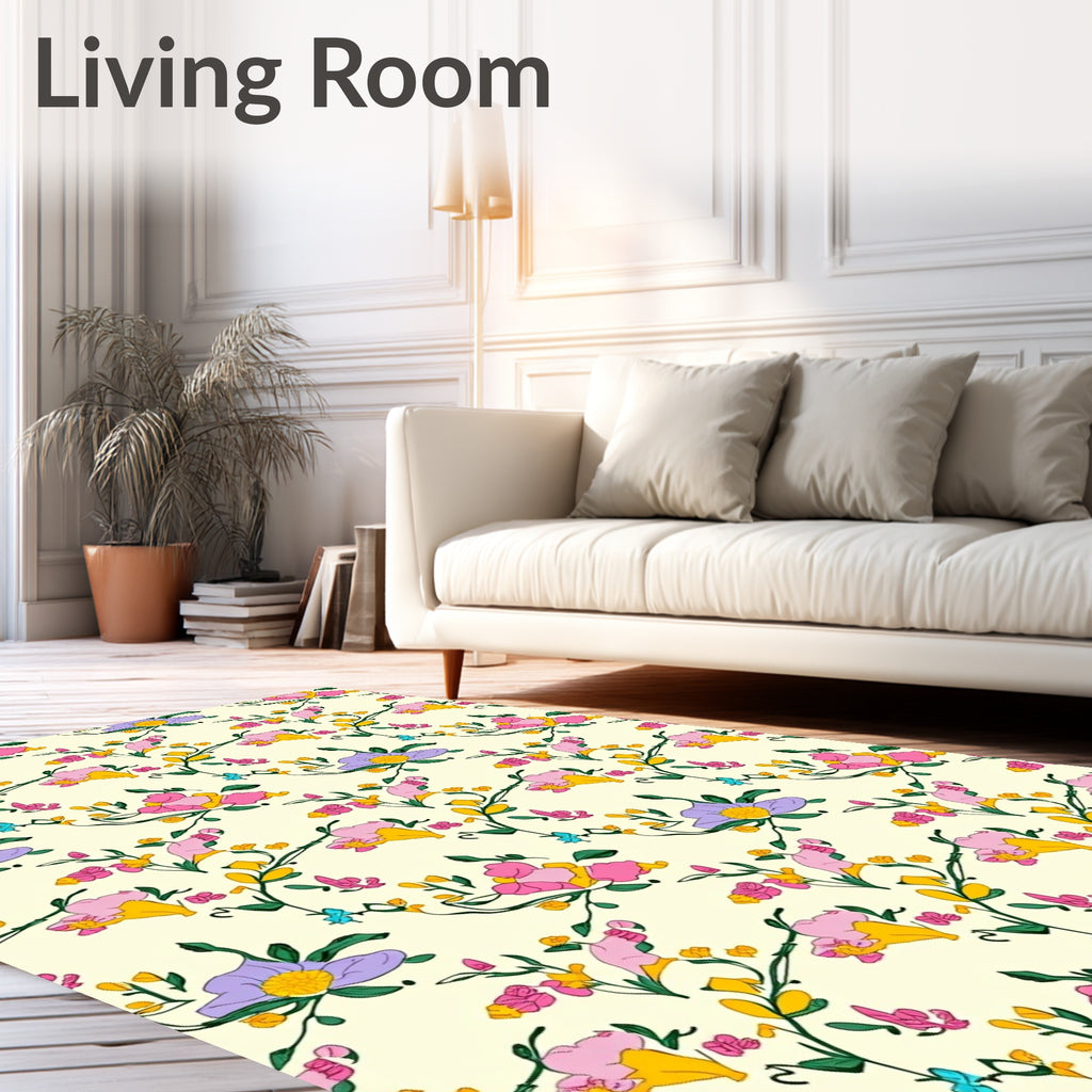 Whimsical Floral Vine Pattern Rug