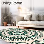 Green Floral Mandala Patterned Rug