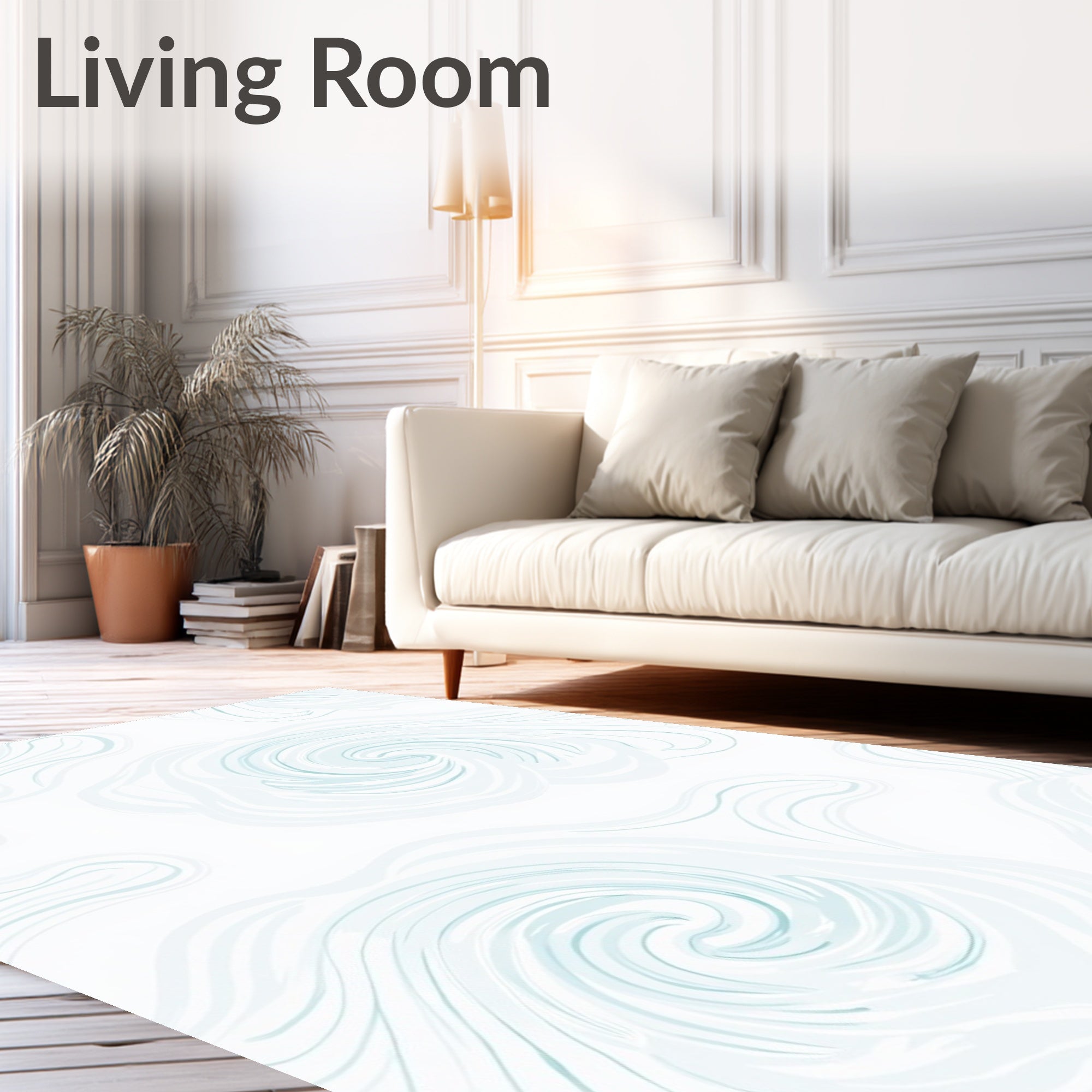 Blended Swirls Light Blue Art Rug