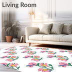 Pink Floral Bouquet Pattern Design Rug