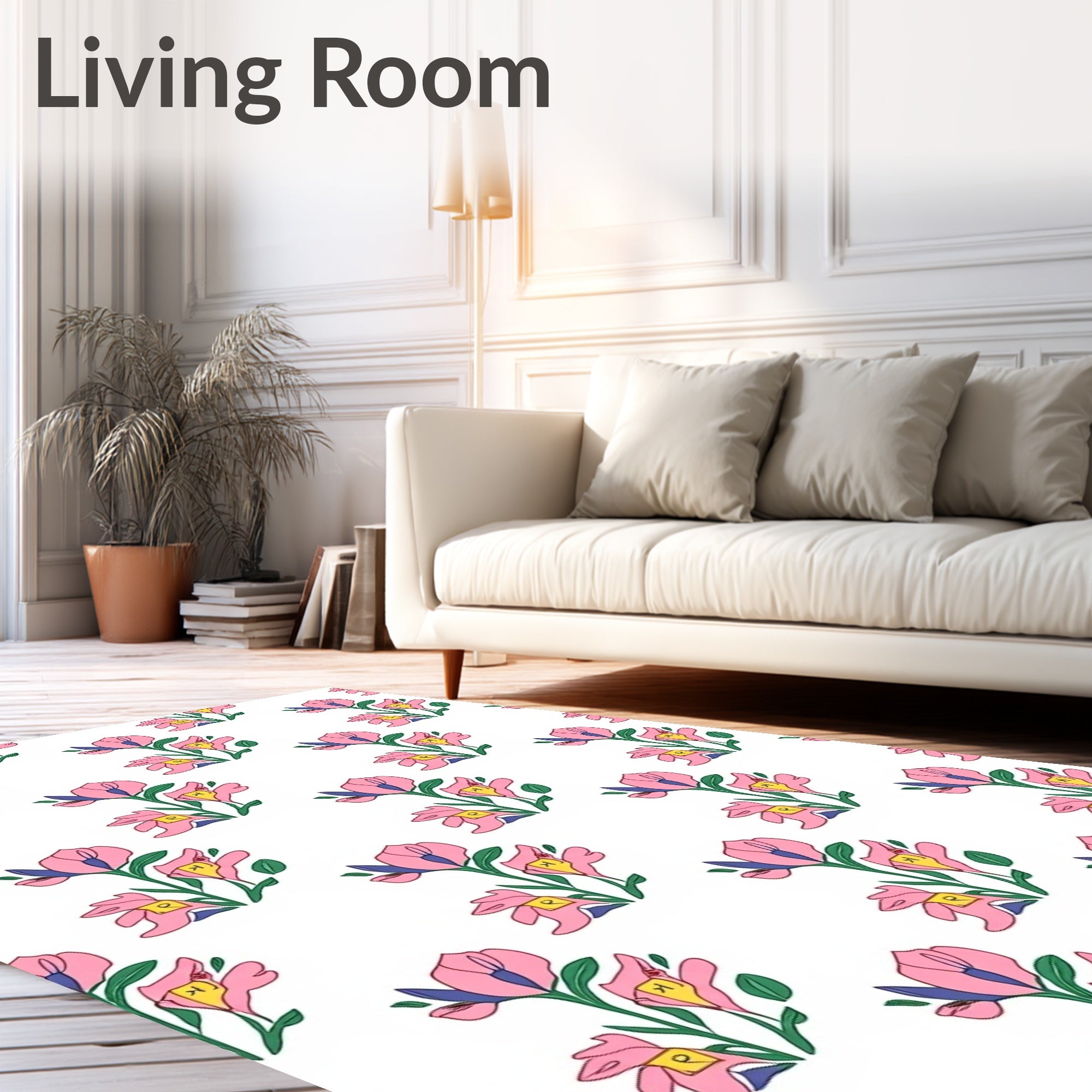 Pink Floral Bouquet Pattern Design Rug