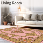Ornate Floral Scrollwork Pink Rug