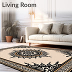 Intricate Sunburst Border Pattern Rug