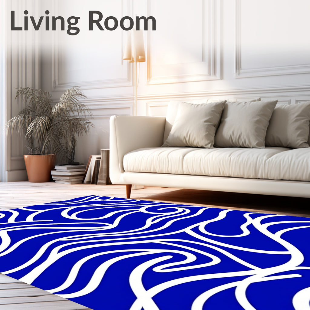 Bold Blue Swirling Lines Rug