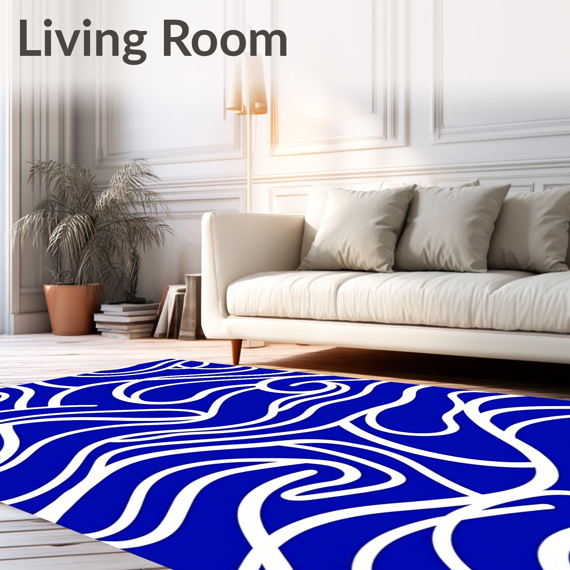 Bold Blue Swirling Lines Rug