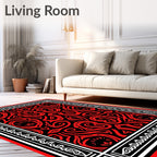 Bold Red Swirling Abstract Design Rug