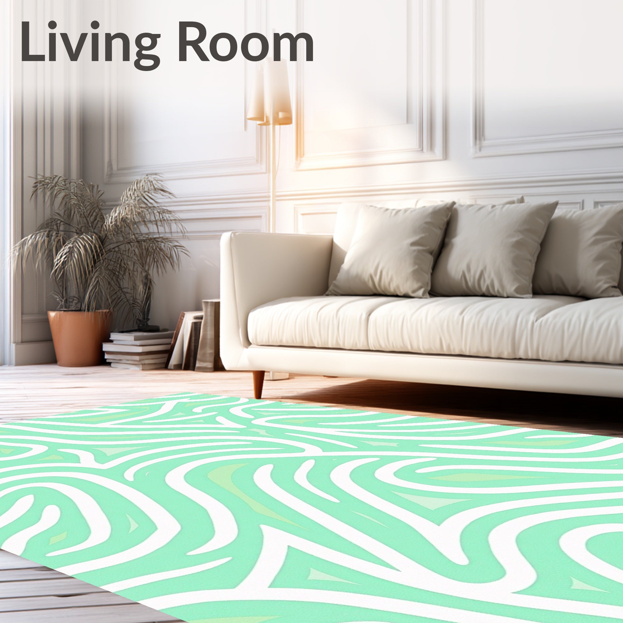 Mint Green Abstract Flow Rug