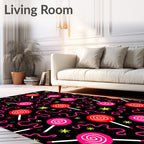 Bright Red Pink Swirl Lollipop Fun Rug