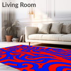 Abstract Red Blue Swirl Pattern Rug