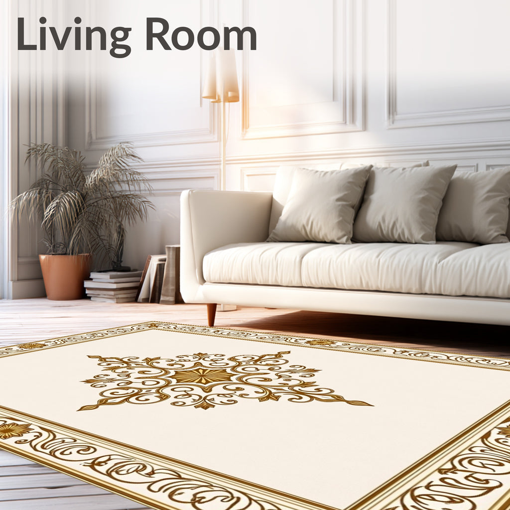 Ornate Scrollwork Medallion Pattern Rug