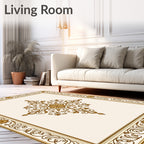 Ornate Scrollwork Medallion Pattern Rug