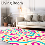 Playful Wavy Line Dot Pattern Rug
