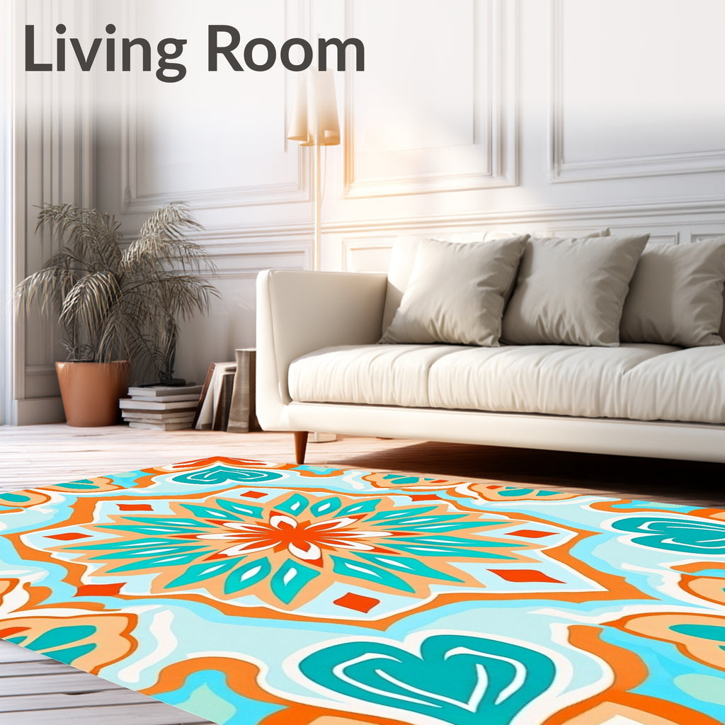 Bright Floral Mandala Abstract Design Rug