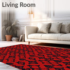 Bold Red Abstract Geometric Print Rug