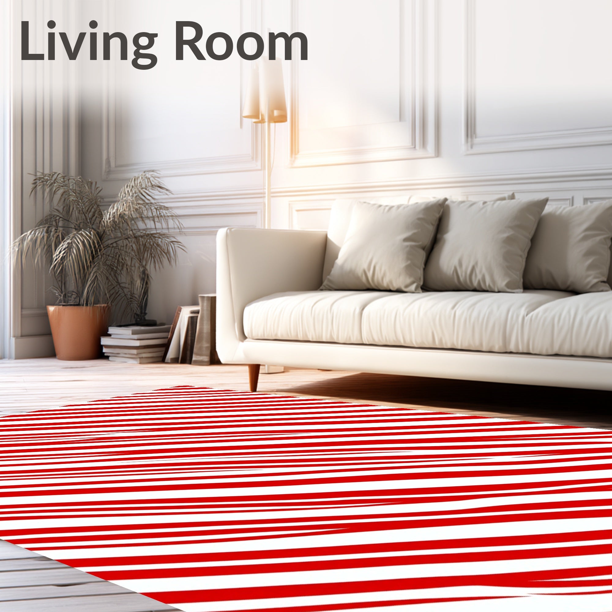 Dynamic Red White Stripes Pattern Rug