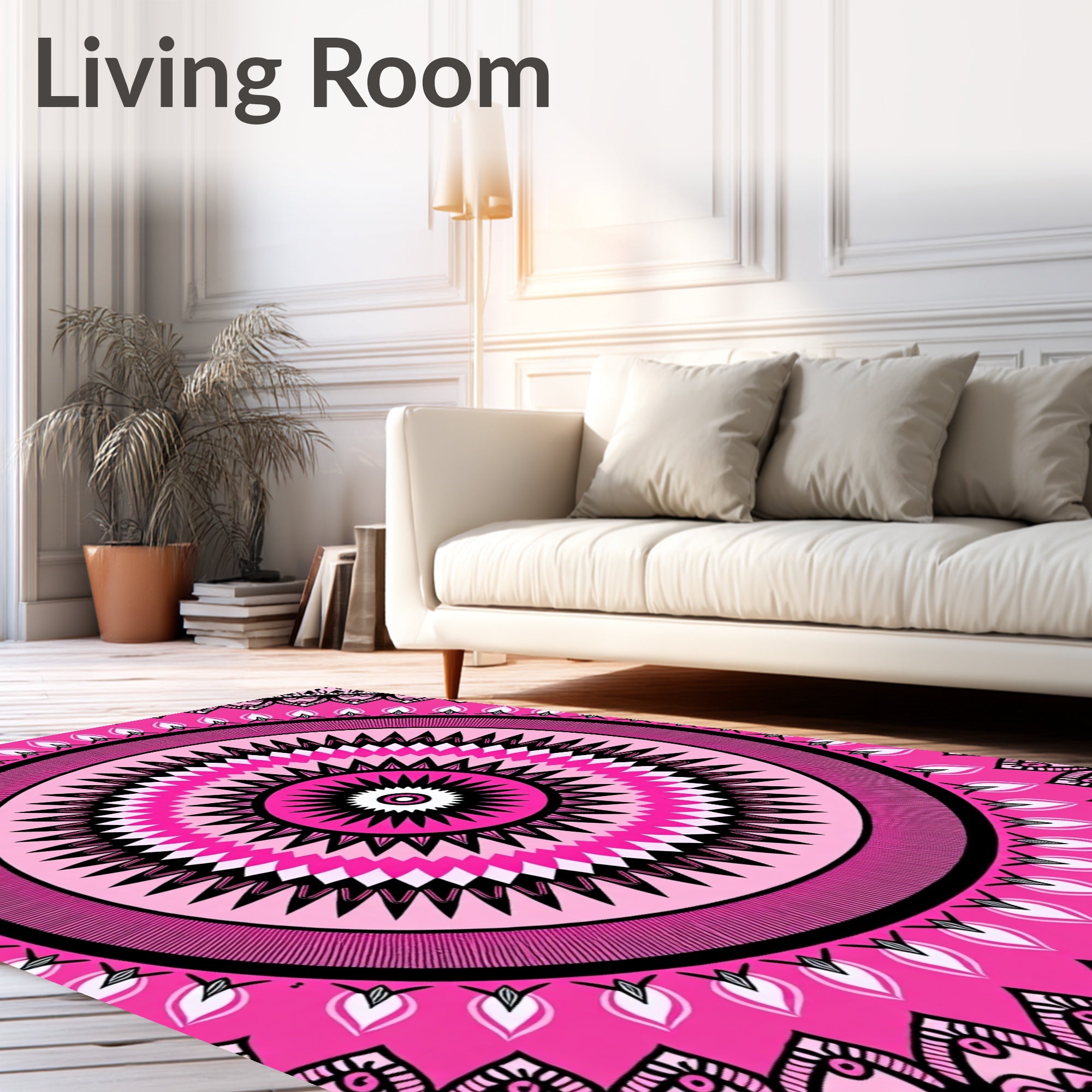 Vibrant Pink Mandala Pattern Rug