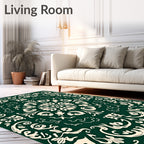 Elegant Cream Floral Damask Pattern Rug