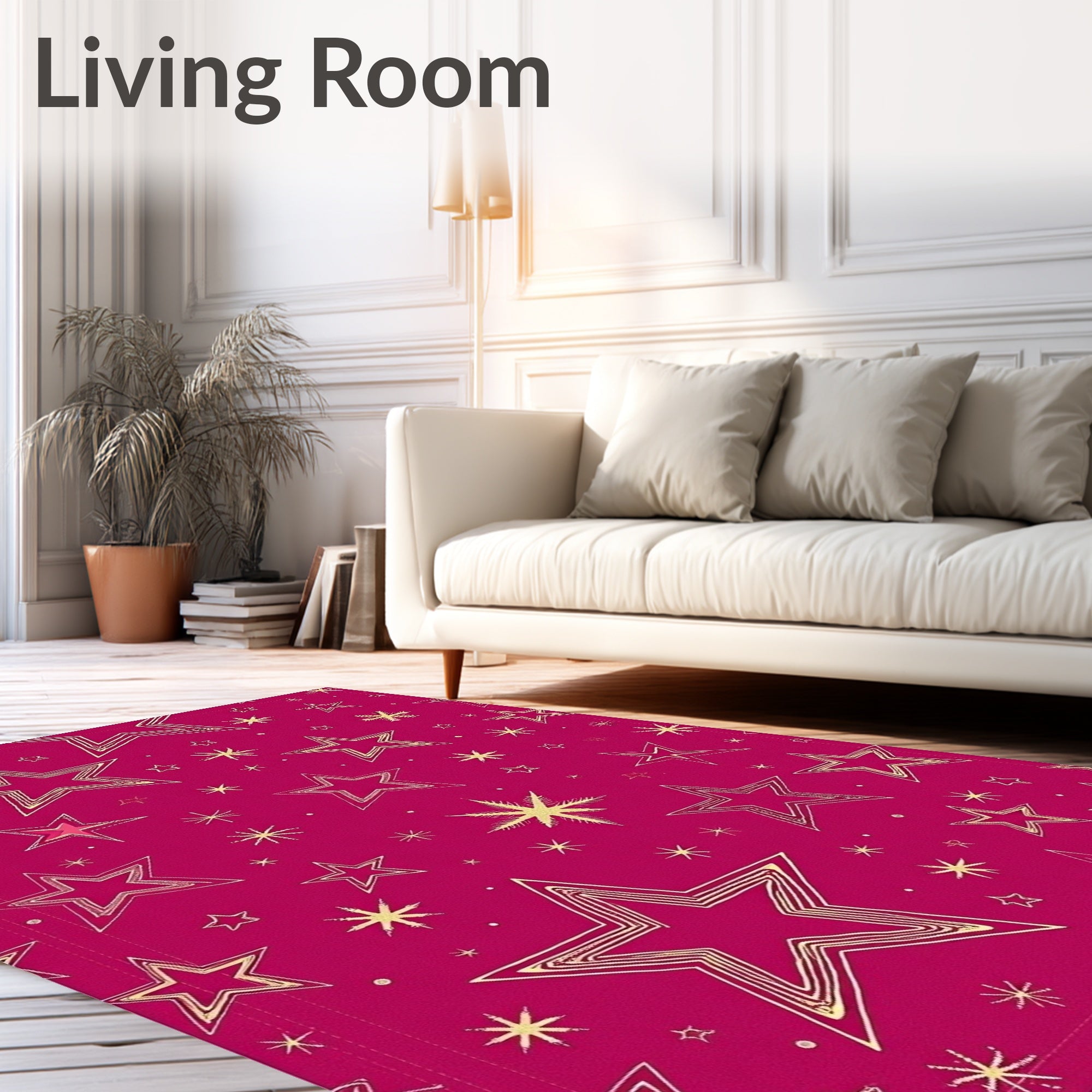Gold Stars Scattered Pattern Rug