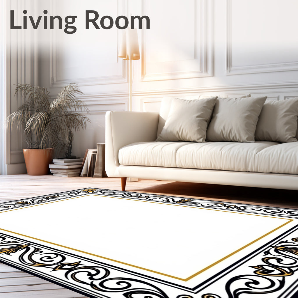 Ornate Floral Scrollwork Statement Rug