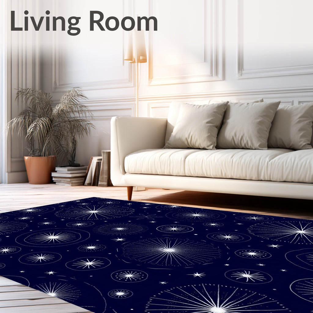 Midnight Bloom Starburst Pattern Rug