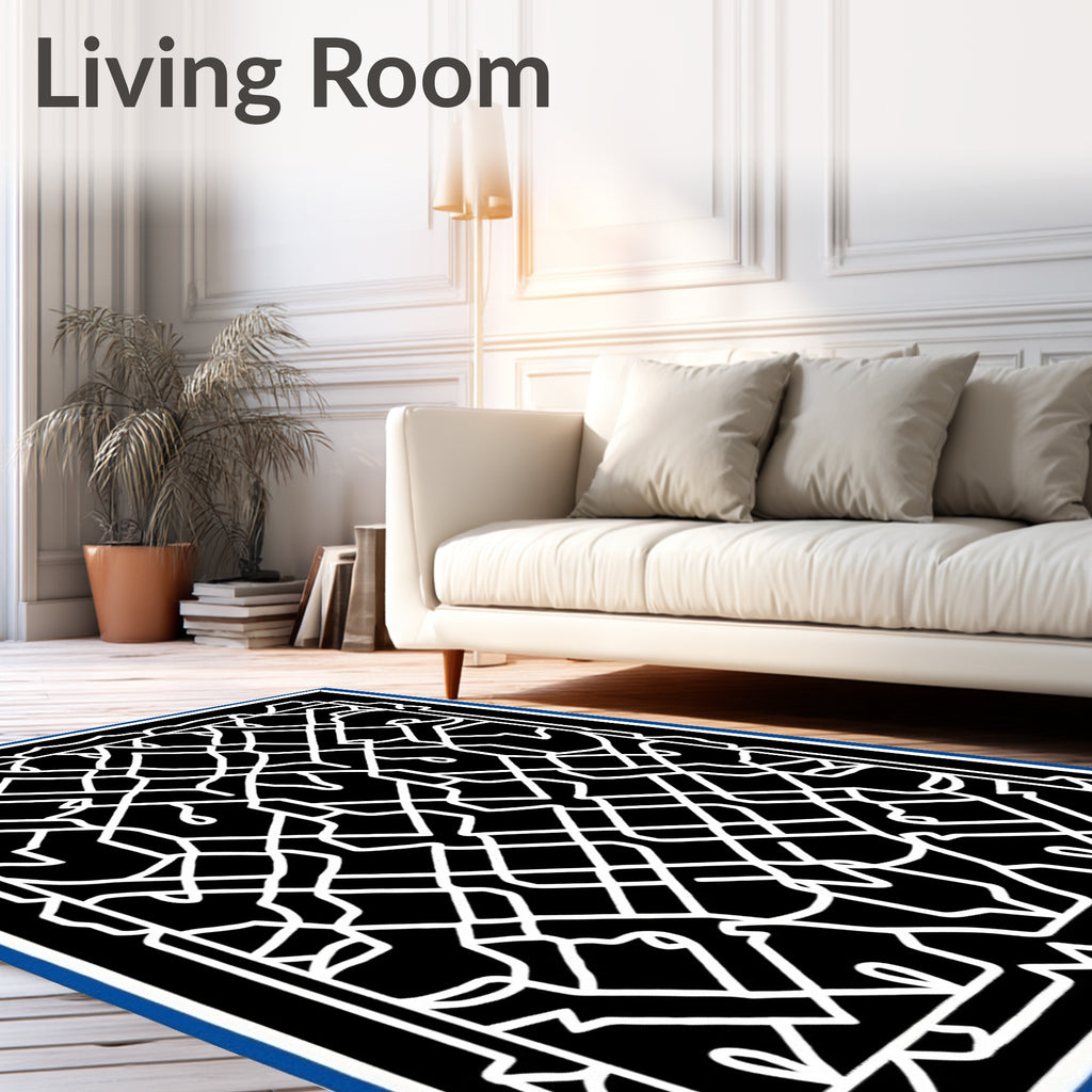 Classic White Arabesque Pattern Rug