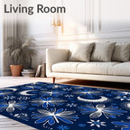 Celestial Moon Star Floral Pattern Rug