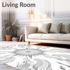 Gray Starburst Swirl Organic Design Rug
