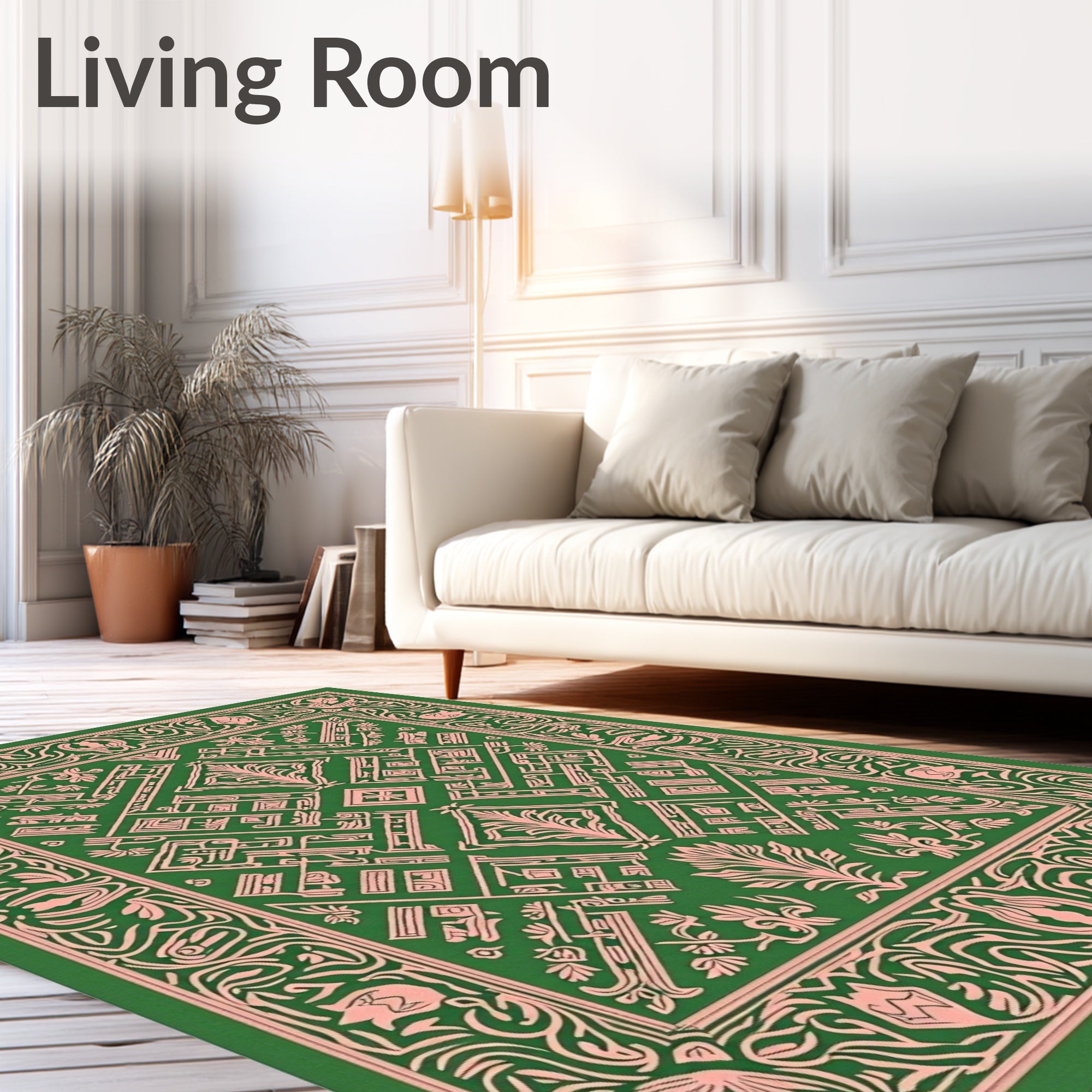 Art Nouveau Floral Geometric Pattern Rug