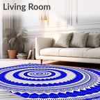 Blue Radial Geometric Pattern Rug