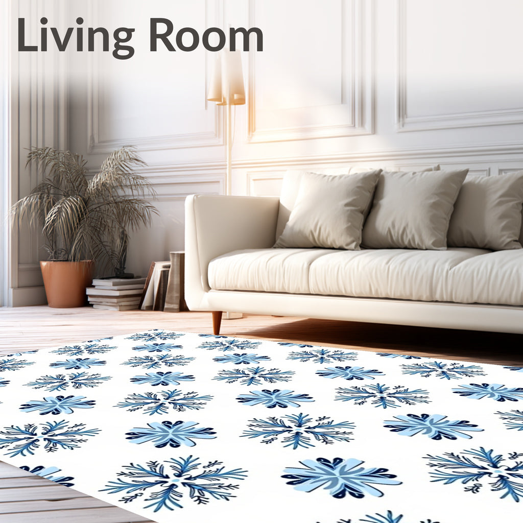 Blue Snowflake Starburst Fabric Rug
