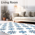 Blue Snowflake Starburst Fabric Rug