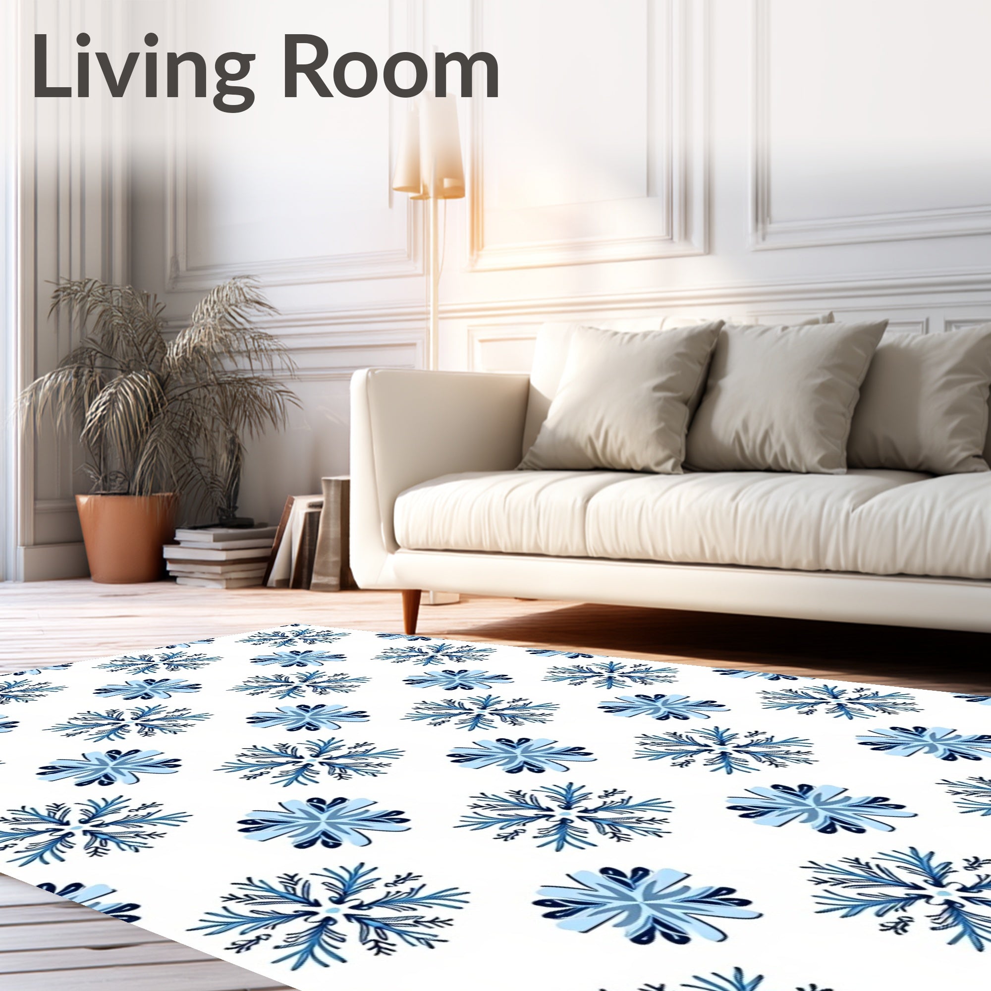 Blue Snowflake Starburst Fabric Rug