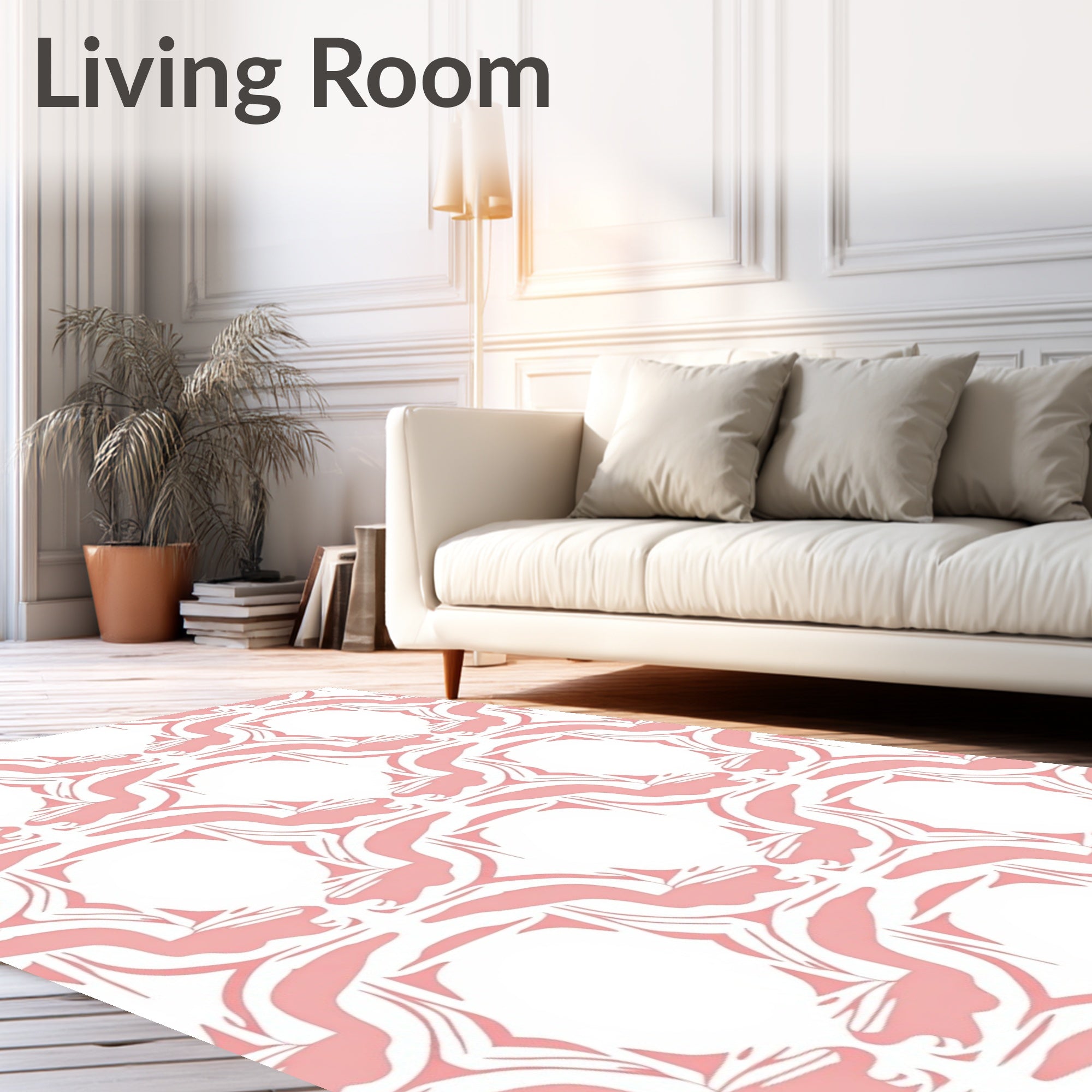 Soft Pink Abstract Art Deco Pattern Rug