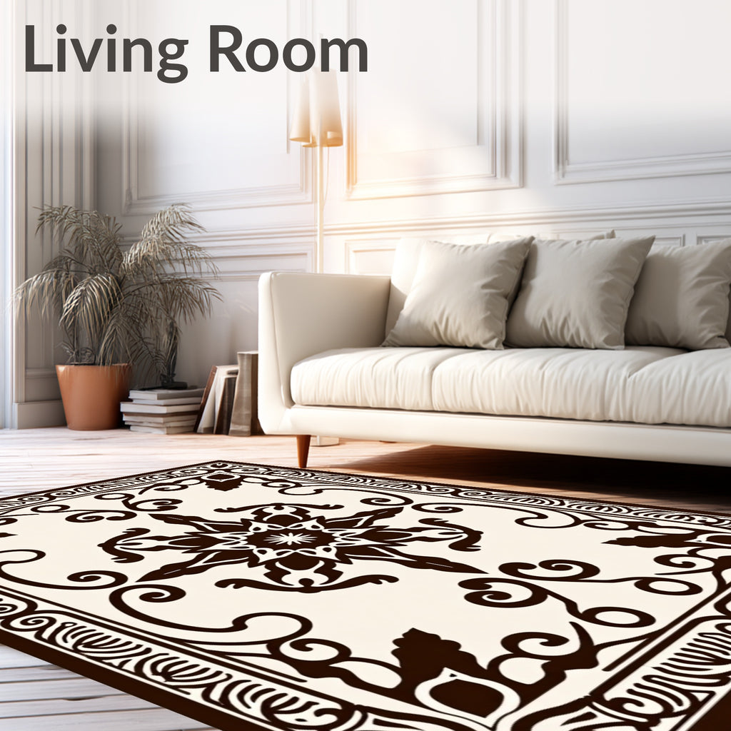 Dark Floral Vine Ornate Pattern Rug