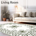 Ornate Floral Patterned Scrollwork Rug