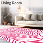 Pink Waves With Orange Dots Pattern Rug