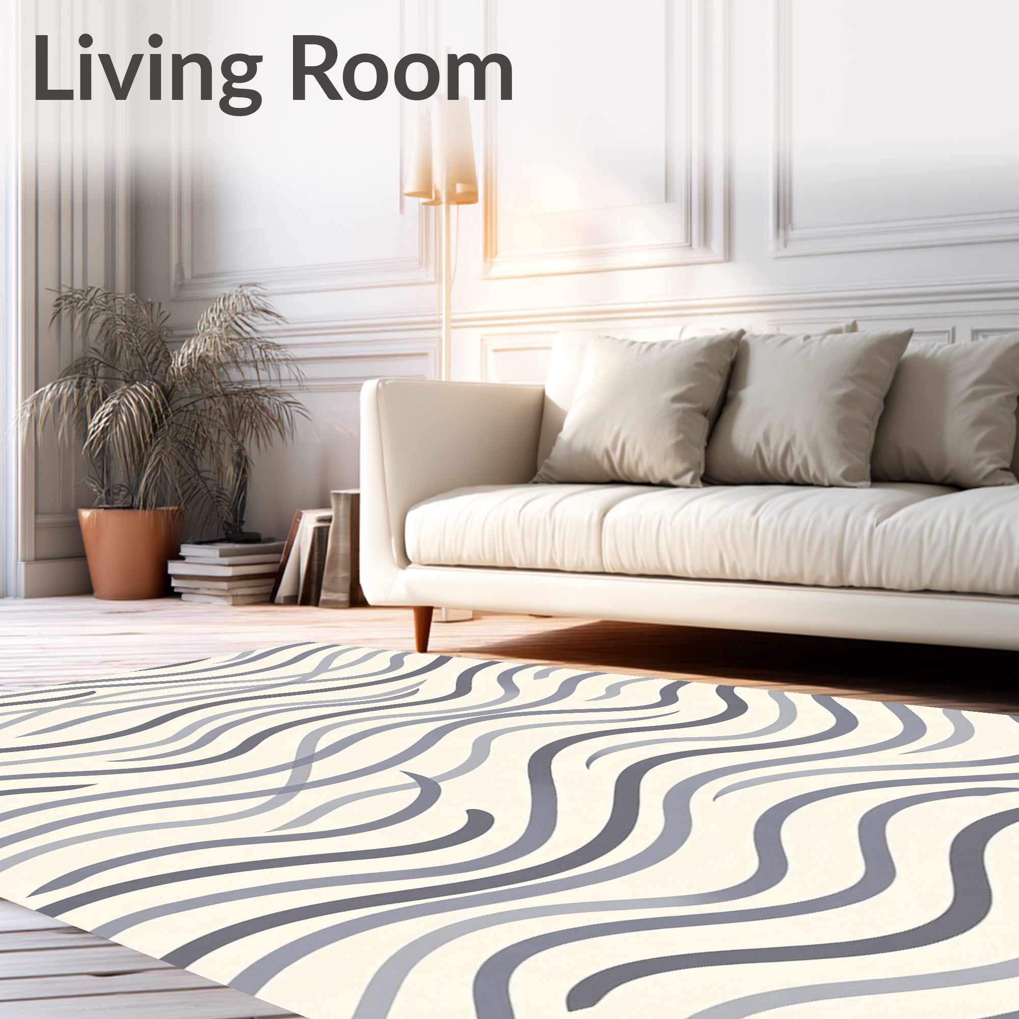 Modern Wavy Gray Stripes Rug