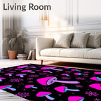 Vivid Magenta Mushroom Flower Pattern Rug