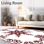 Ornate Starburst Floral Border Design Rug