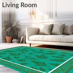 Emerald Green Botanical Print Rug