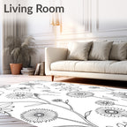 Floral Insect Outline Pattern Rug