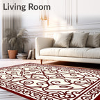 Ornate Crimson Swirls Decorative Pattern Rug